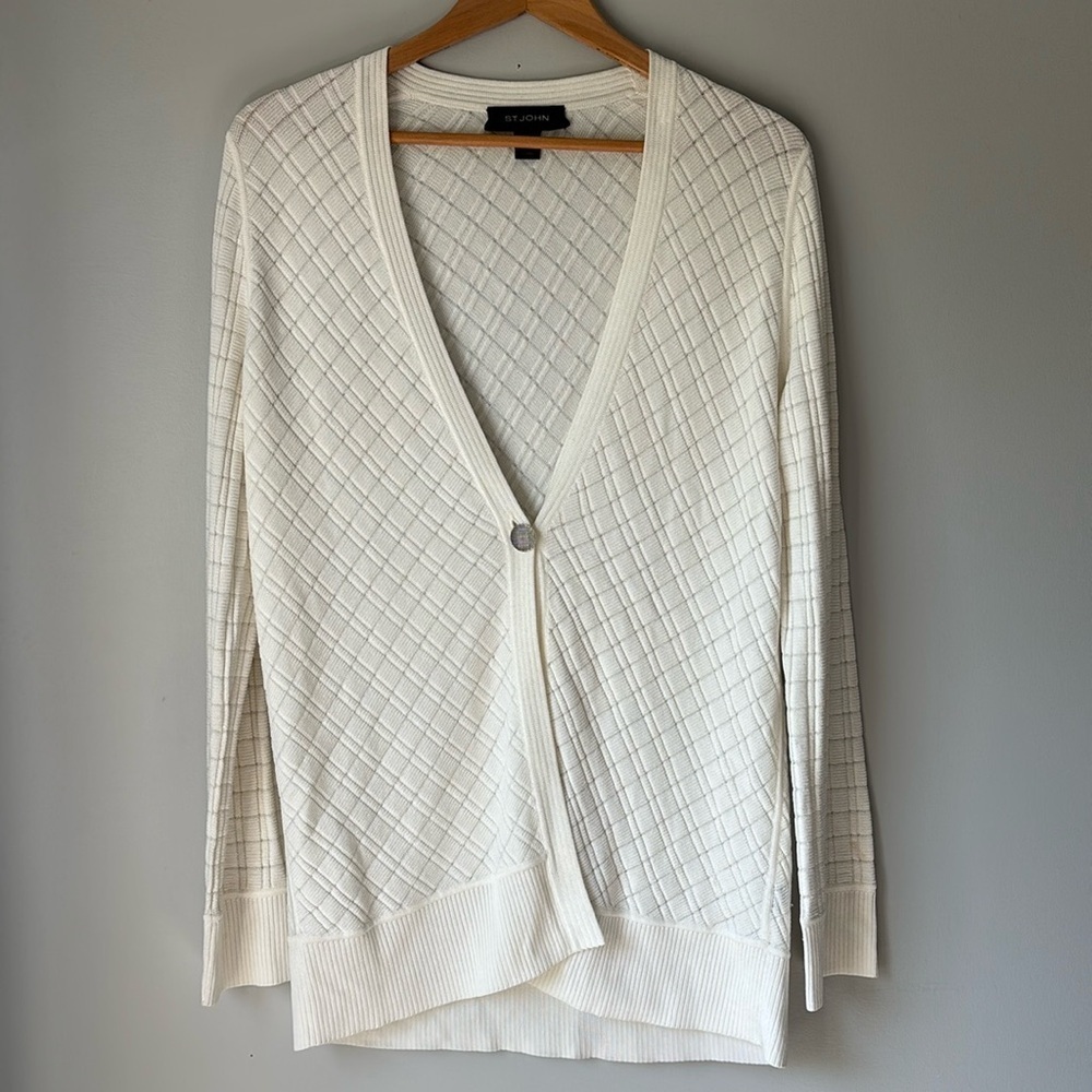 St John One button Cream cardigan size M